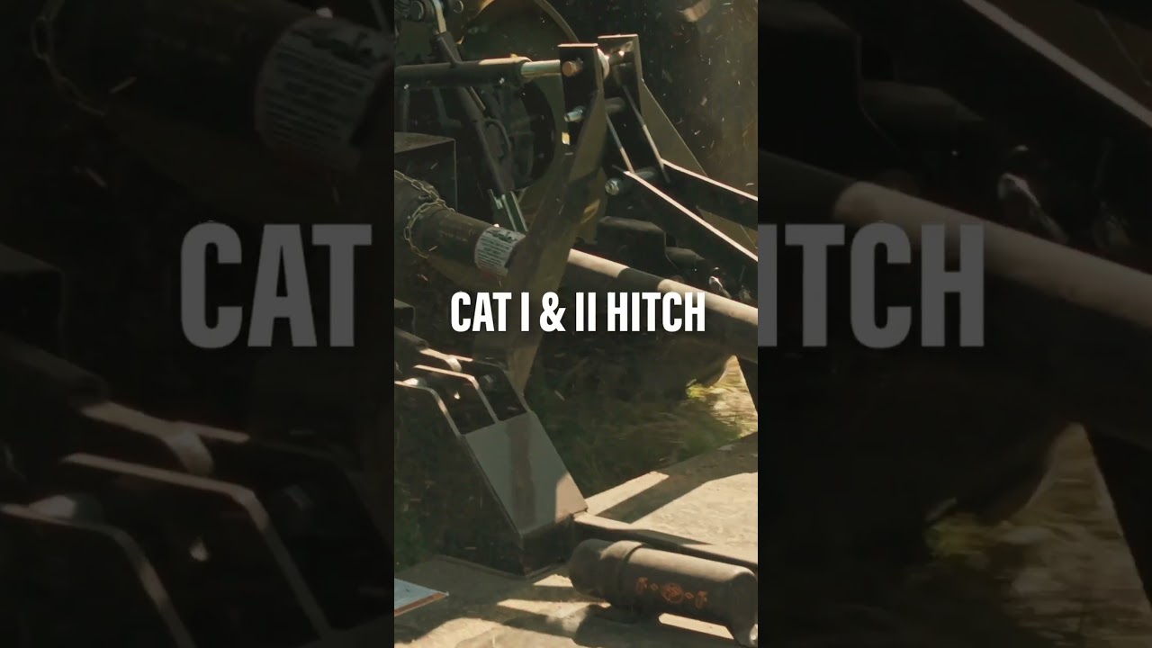 Vertical film preview of a tractor hitch with Cat I and II Hitch lettering.